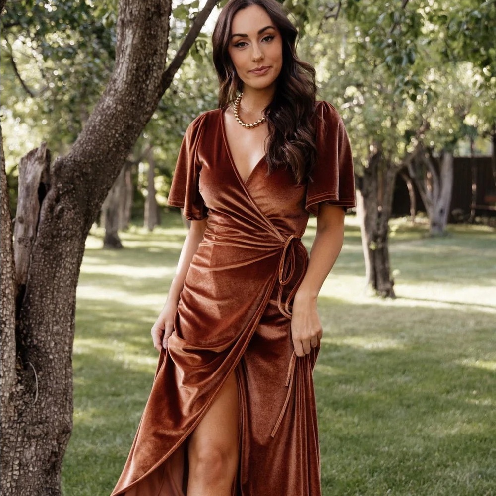 Baltic Born Meghan Velvet Wrap Dress Spice